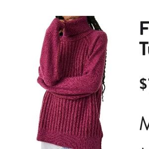 Free People Big City Turtleneck Sweater (dress), size medium, mulberry/garnet